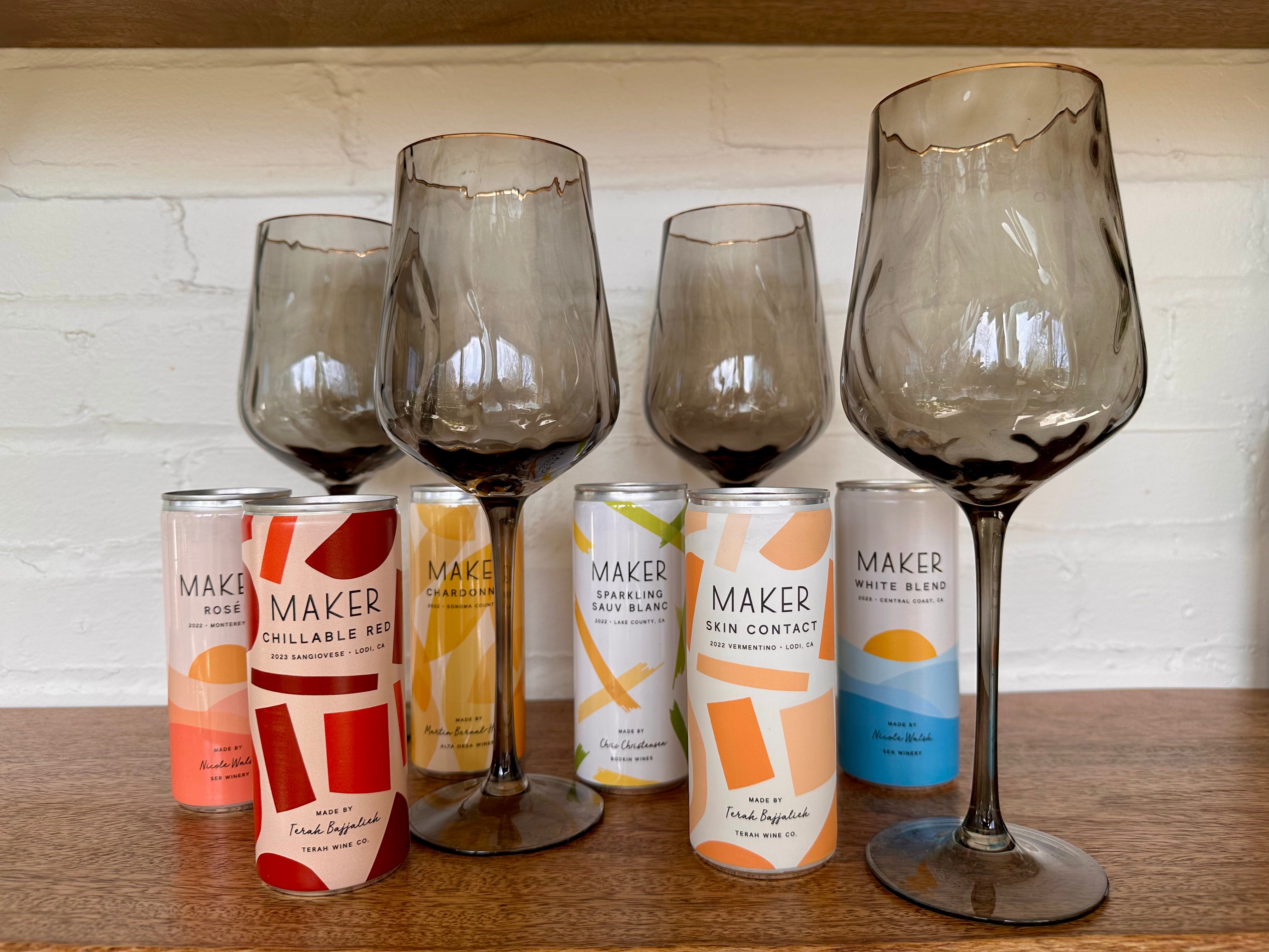 Maker Wine Sampler + Wine Glass Bundle