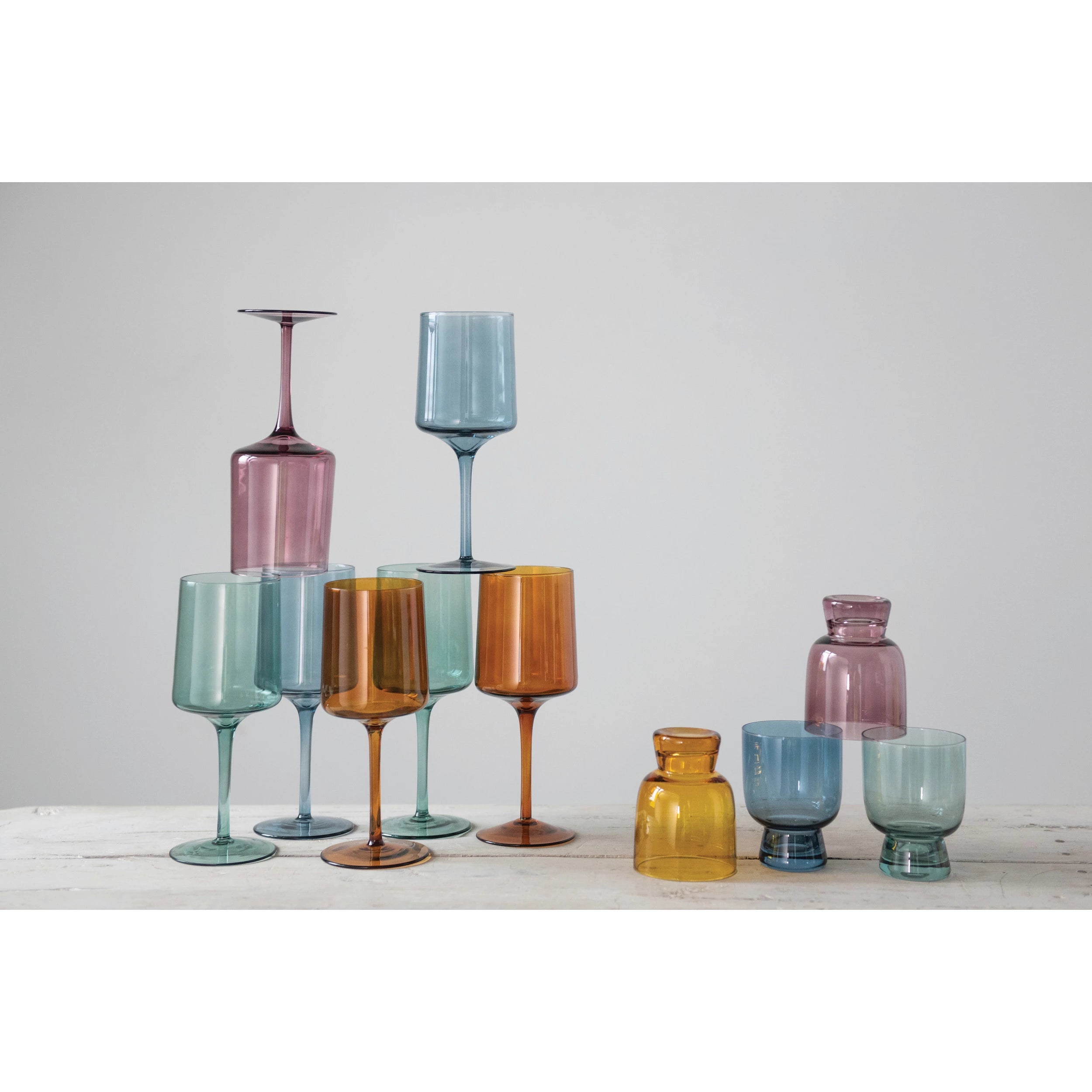 Vintage Relief Colored Glass Wine Glass Thickened Multi-Color Cocktail Glass Drinking Glasses Home Party Restaurant Bar Supplies - 15